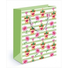 Пакет Бумажный ламинир Цветы  110х135х60 мм  (S)