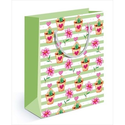Пакет Бумажный ламинир Цветы  110х135х60 мм  (S)