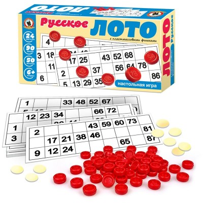 Игра    Лото,  с фишками, картонная коробка Русский стиль