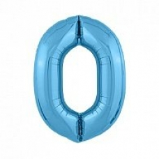 Фольгированный шар Цифра 0, цвет холодный голубой  40' / 102 см