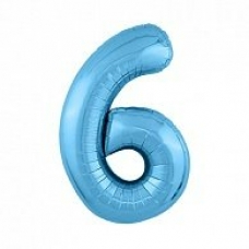 Фольгированный шар Цифра 6, цвет холодный голубой  40' / 102 см