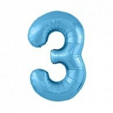 Фольгированный шар Цифра 3, цвет холодный голубой  40' / 102 см