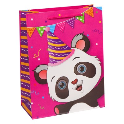 Пакет Бумажный плотный Панда на дне рождения  26х32х10 см