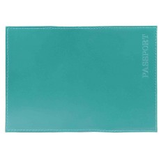 Обложка для паспорта нат.кожа Шик,бирюзовый, тисн.конгрев PASSPORT Имидж