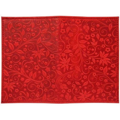 Обложка для паспорта нат.кожа красный, сплошное тиснение по коже 