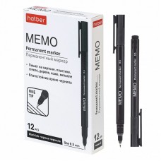 Маркер перманентный черный Memo ,жало 0.5мм, черный Hatber