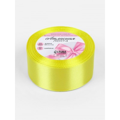 Для творчества Лента атласная 40 мм, 23±1 м, жёлтая Арт Узор