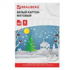 Картон белый 8л. А4 немелованный (матовый),  в папке,  200х290 мм, 