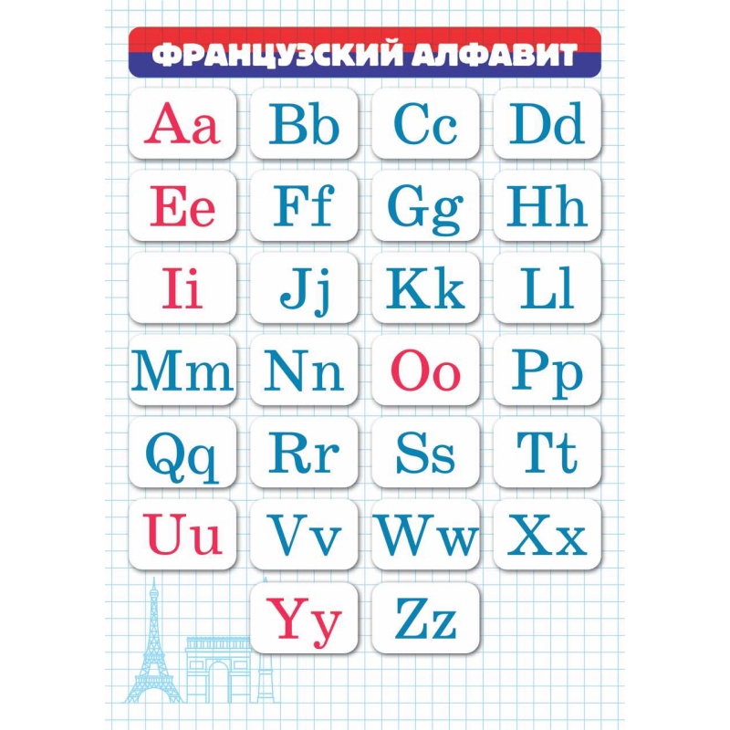 Таблица Французский алфавит в картинках (винил) 100х140см.