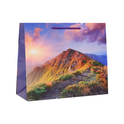 Пакет Бумажный ламинир Прекрасный горный пейзаж 320х260х120 мм (L)