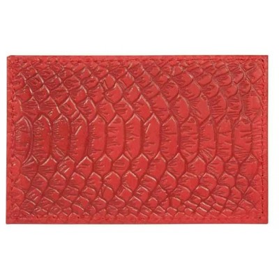 Обложка для проездных документов нат.кожа красный,тиснение Питон Имидж