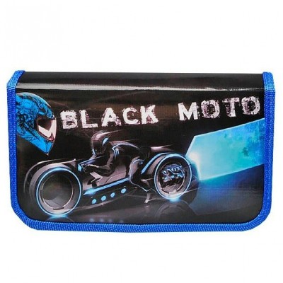 Пенал 2 отдела   190*120мм Black moto с откидной планкой Darvish