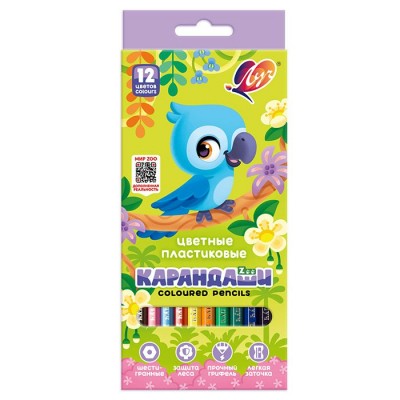 Карандаши 12цв. пластик ZOO, шестигран., Луч