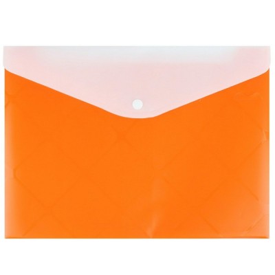 Папка -конверт на кнопке А4 , Diamond ,оранжевая с дополнительным карманом Darvish