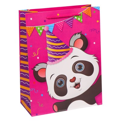 Пакет Бумажный плотный Панда на дне рождения 18х24х8,5 см