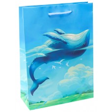 Пакет Бумажный ламинир Кит в облаках 18x23x8 см