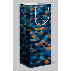 Пакет Бумажный ламинир орнамент из треугольников 140х350х100 мм (В)  (под бутылку)
