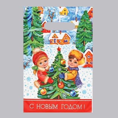 Пакет Полиэтиленовый Зимние забавы НГ 20х30 (30) с вырубной ручкой