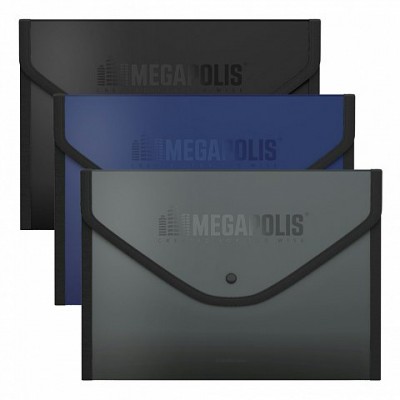 Папка -конверт на кнопке А4. MEGAPOLIS обшитая, непрозрачная, микс 4В Erich Krause