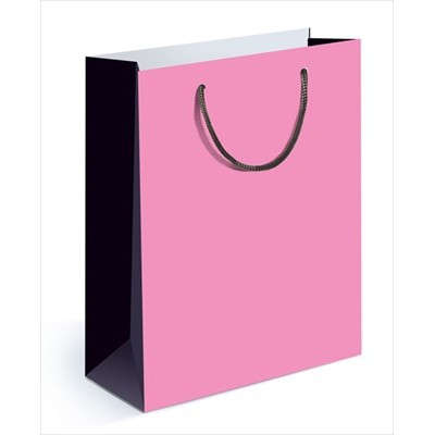 Пакет Бумажный ламинир розовый с черными боками 180х227х100 мм