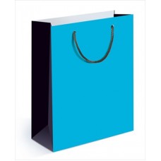 Пакет Бумажный ламинир голубой с черными боками 180х227х100 мм
