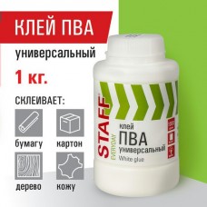 Клей ПВА 1кг универсальный (бумага, картон, дерево), Staff